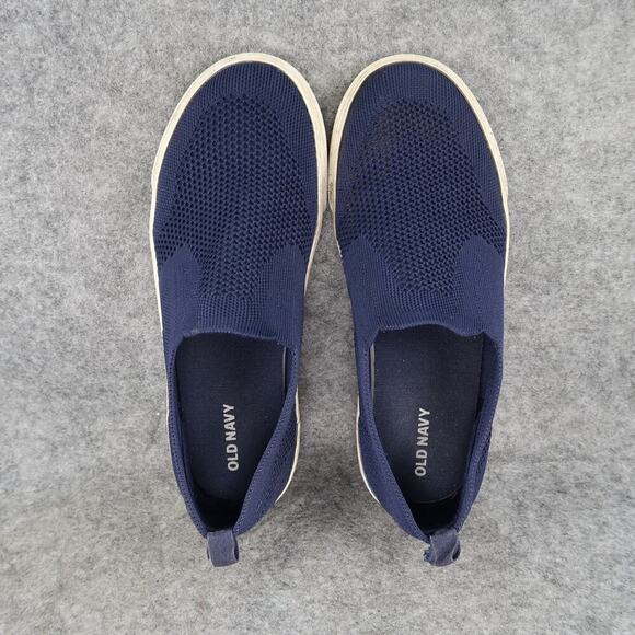 Old Navy Shoes Kids 3 Slip On Sneakers Boy Girl Knit Stretch Casual Blue Comfort - Picture 6 of 10